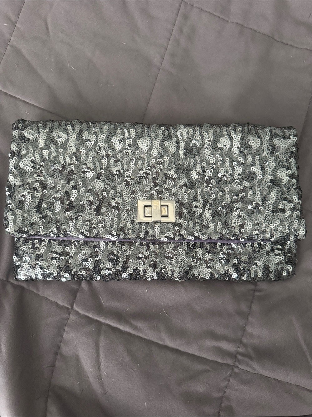 Crabtree & Evelyn Silver Sequin Fold-Over Clutch